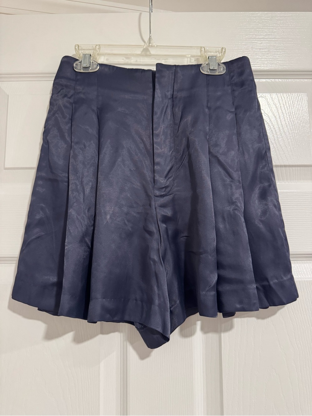 Zara Men's Navy Pleated Flat-Front Dress Shorts